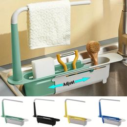 Kitchen Storage 1PC Sink Draining Shelf Rack Soap Organiser Dishcloth Hanger Adjustable Basket Accessories