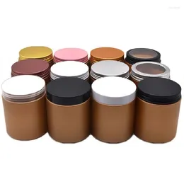 Storage Bottles 250g Matte Frost Gold PET Plastic Jars Cap 250ml Empty Cosmetic Eye Cream Packaging Container Pot Aluminium Lid 24pcs