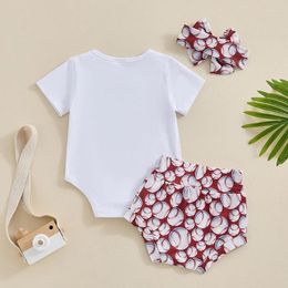 Clothing Sets Born Baby Girl Summer Clothes Baseball Romper Outfit Short Sleeve Letter Tshirt Bodysuit Bloomer Shorts Set