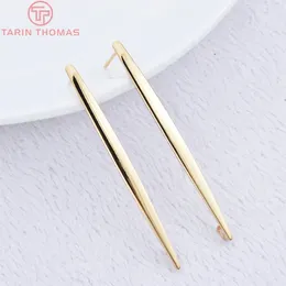 Stud Earrings (1949)6PCS 52x3.5MM 24K Gold Colour Plated Brass Long Line Smooth High Quality DIY Jewellery Making Findings