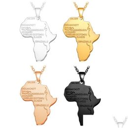 Pendant Necklaces Cross-Border E-Commerce Supply Titanium Steel Stainless African Map Modeling Necklace Personalized Hip Hop Letter Dhsle