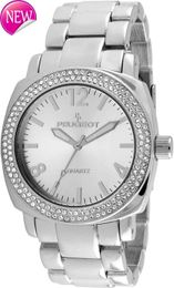 Peugeot womens boyfriend oversized watch Swarovski crystal inlaid bezel and metal chain bracelet