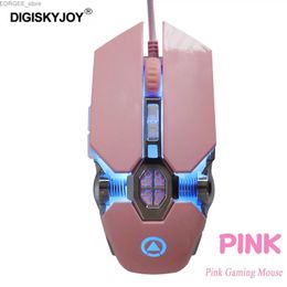 Mice Gaming Wired Mouse Pink Backlit Cute Mouse RGB Optical 3200 DPI Mechanical Game Mouse For Laptop PC Computer Gamer Girl Y240407