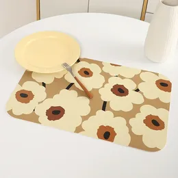 Table Mats Mat Leather Floral Dining Placemat Water Proofing Oil Heat Insulated Pad Non-slip Mouse Coffee Drink