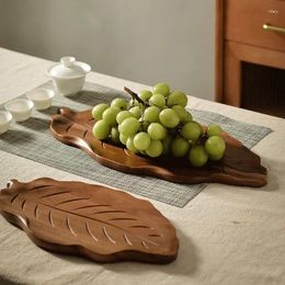 Plates Acacia Wood Tray Home Wooden Chinese Tea Restaurant Baking Fruit Pastry Solid Leaf Steak Plate