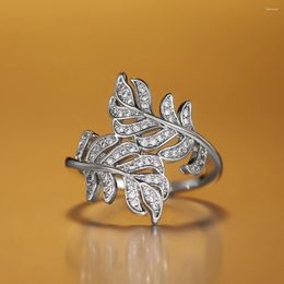 Wedding Rings 2024 Trendy Leaf Series Women With Brilliant Cubic Zirconia Luxury Engagement Bands Party Lady Jewellery