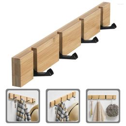 Hooks Clothes Rack Home Storage 4-Hooks Coat Hanger Hat Bamboo Living Room Heavy Duty