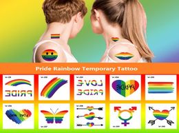 Wseries Pride Rainbow Temporary Tattoo Sticker Waterproof Body Art Arm Leg TattooStickers festival gift Health Beauty Product BF4137203