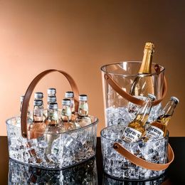 Bar Ice Bucket Portable Uncovered Beverage Beer Bucket Transparent Storage Bucket Refrigerated Ice Storage Bucket 240327