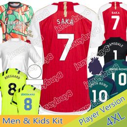 23 24 25 SAKA RICE Home Away Third Soccer Jersey Whiteout Special Kid Kit 2024 Men Football Goalkeeper Shirt Train Women G.JESUS HAVERTZ ODEGAARD WHITE MARTINELLI Hot