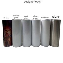 Stanleiness 20oz Sublimation Straight Tumblers blank glossy matte glitter white silver Skinny tumbler with lid straw rubber bottom Stainless steel vacuum in JY9G