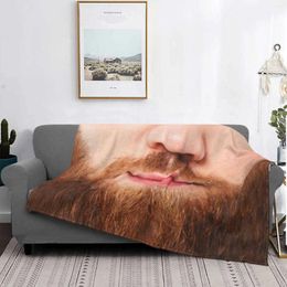 Blankets Funny Beard Man Realistic Face Mask Air Conditioning Soft Blanket Humor Men Mouth