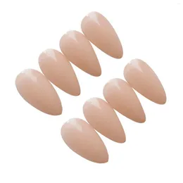 False Nails Nude Fake Nail Patches Acrylic Almond Pink Full Cover Glue On Beauty Makeup