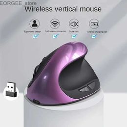 Mice BTS-908 Hot Selling Rechargeable Vertical Mouse Ergonomic Wireless Mouse 2.4G USB Receiver 1600 Adjustable DPI 6-Button Mouse Y240407