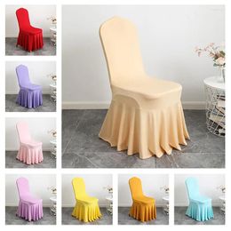Chair Covers Wedding Spandex Cover Solid Colour Elastic With Pleated Skirt Ruffled For El Banquet Party Home Decoration