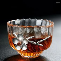 Cups Saucers Heat Resistant Tea Cup Tin Plum Flower Creative Japanese Master Transparent Small Teacup Teaware Decor