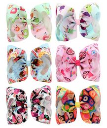 6pcslot 8039039 Big Butterfly Hairpin Doughnut Unicorn Ice Cream Print Grosgrain Ribbon Bow Alligator Clips Girls Accessori3810338