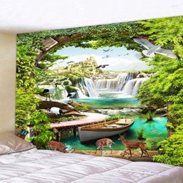 Tapestries Fantasy Forest Scenery Outside The Window Wall Hanging Tapestry Art Deco Blanket Curtain At Home Bedroom Living Room