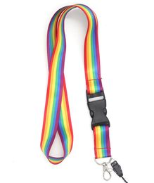 New small Whole 10pcs Popular rainbow sport logo Mobile phone Lanyard Removable Key Chains Badge Pendant Party Gift Favors 8173478