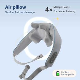 Full Body Massager Wireless Neck Shoulder Deep Tissue 5D Shiatsu Back Massagers with HeatElectric Kneading Pillow Squeeze Muscles Massage 240407