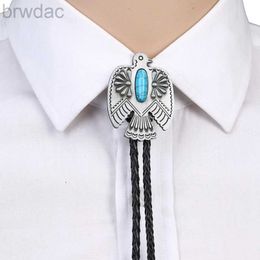 Neck Ties Turquoise Bolo Tie for Men Vintage Cowboy Bolo Ties Decorative Necktie for Suit 240407