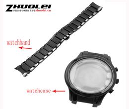 for AR1452 AR1451 Ceramic watchband and case 22mm 24mm High Quality Black Ceramic Strap Bracelet steel black Deployment band7705821