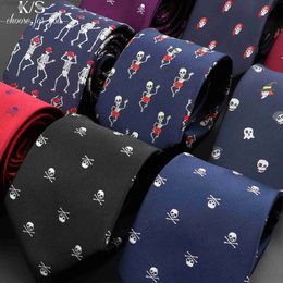 Neck Ties New Casual Skull Ties For Men Classic Slim 8cm Polyester Neckties Fashion Man Tie Gift For Men Wedding Groom Business Necktie 240407