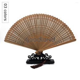 Decorative Figurines 10pcs Black Full Bamboo Round Geomitric Pattern Crafts Pocket Fans Happy Birthday Decoration