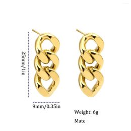 Dangle Chandelier Earrings Fashion Punk Stainless Steel Cuban Chain For Women Gold Plated Jewellery Gift Drop Delivery Dhrm9