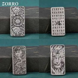 ZORRO Thin Section Kerosene Lighter Two-color Model Grinding Wheel Ignitionr Pattern Novel Creative Compact Gifts for Men 8mm