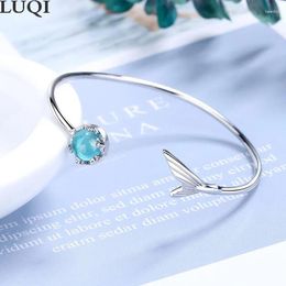 Bangle Fashionable Silver Color Tail Fish Open Bracelet For Women Fine Jewelry Accessories Gift