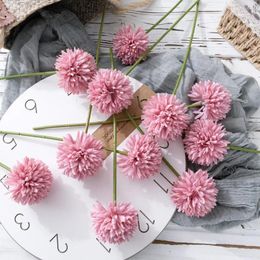 Decorative Flowers Artificial Diy Single Pink Flower Ball Dandelion Table Chrysanthemum Living Room Wedding Party Garden Home Decoration