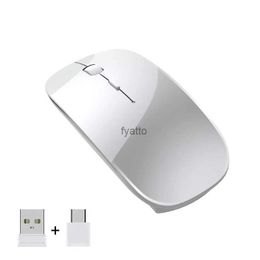 Mice New Charging Type-C Wireless Mouse+USB Dual Receiver Silent Ergonomic Design 1000/1200/1600 Three Speed DPI H240407