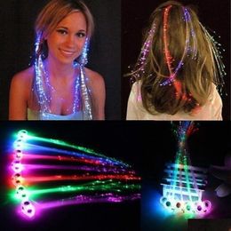 Other Festive Party Supplies Led Light-Up Fiber Hair Optic Barrettes Extensions Light Flashing Braid Clips For Favors Festival Bar Dh3Wt