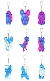 colorful Toy keychain Silicone push it Favor for children rainbow Toys key chain Stress Bubbles Board keychains8022151