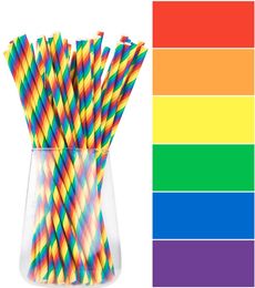 500PCS Rainbow Paper Straws Biodegradable Paper Drinking Straws for Juices Shakes Party Supplies Decorations Birthday Wedding Gay7214198