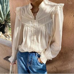Women's Blouses Lace Ruffle White Blouse 2024 Spring/Summer Thin Loose Fit Retro Shirt French Style Women Clothes