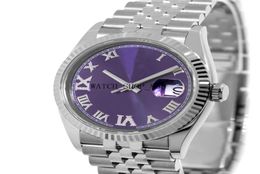 Brand A brandnew watch Datejust 36mm White Gold Steel Purple Roman Dial Fluted Bezel 126234 Mechanical Automatic women Ladies W6100091