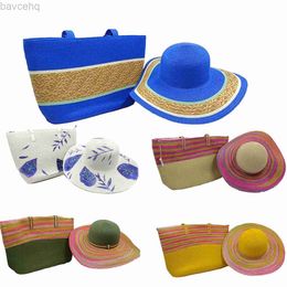 Wide Brim Hats Bucket Hats Summer straw hat suit crossbody bag Colourful sun hat Panama outdoor beach men and women travel straw hat gorras 240407