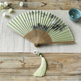 Decorative Figurines Chinese Style Hand-painted Silk Fan Hanfu Dance Daily Manual Exquisite Gift Box For Girlfriends Crafts Home Decoration