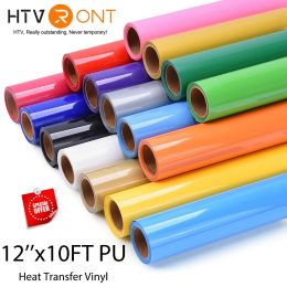 Films Htvront 12"x10ft/30x300cm Pu Elastic Heat Transfer Vinyl Roll for Cricut Diy Iron on Cloth Tshirt Printing Htv Film Easy to Cut