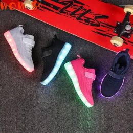 Basketball Shoes Uncle Jerry Child Summer Light Up For Boys And Girls LED Sneakers USB Rechargeable Breathable Children Casual