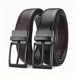 Belts 1pc Men's Belt Rotating Alloy Buckle Trend High End Authentic Casual Business Plus Size Jeans Wearable Both Sides