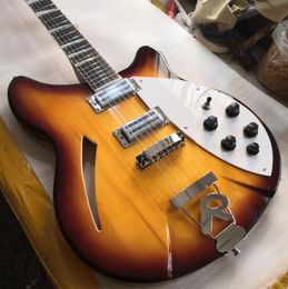 Custom Semi Hollow Body 12 string Vintage Sunburst Electric Guitar 360 6 Strings China Guitars Chrome Hardware7554586
