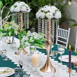 Vases Deluxe Gold Metal Floral Decoration Household Wedding Dining Table Dinner Vase Layout Props