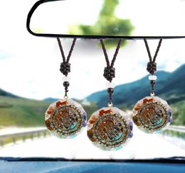 1PCS Handmade Car Pendant Natural Gemstone Necklace Chakra Crystal Charm Auto Ornaments Interior Styling Decoration Men Women2937386