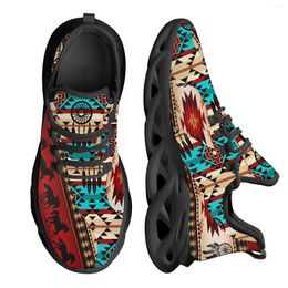 Casual Shoes INSTANTARTS Ethnic Tribal Aztec Pattern Lightweight Lace Up Mesh Women's Horse Totem Platform Sneaker Zapatos