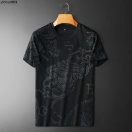 Summer New Fashion Brand Casual Slim Fit Round Neck Short Sleeved T-shirt Large High Quality Print Bottom U1ce