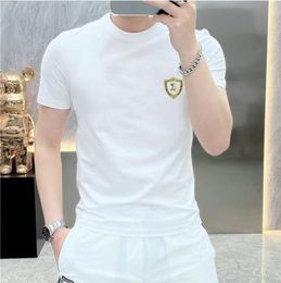 High quality summer Men's casual 3D hot drill shirt T-shirts classic simple stlye Sparkling shine Tees tshirt male fashion Pluz size Short Sleeves Top Tees