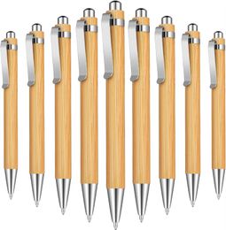 Bamboo Pens Wooden Retractable Ballpoint Pen Black Ink 1mm Sustainable Writing Eco-Friendly Bamboo Pens Bulk For Home Office School Supplies Writing Gifts
